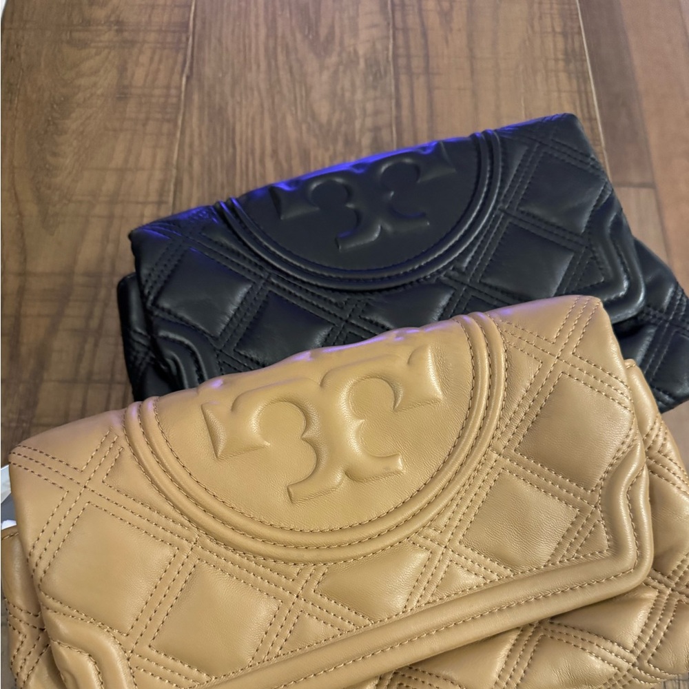 Tory Burch Black Quilted Leather Handbag Clutch